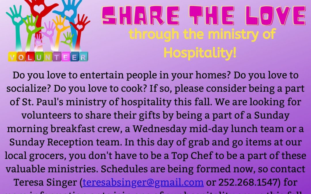 Share the Love Through the Ministry of Hospitality!