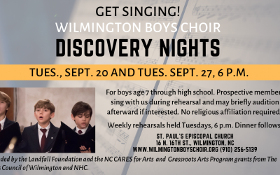 Wilmington Boys Choir Discovery Nights Sept. 20 & 27
